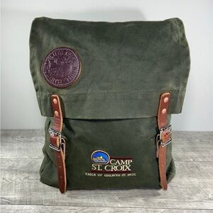 Duluth Pack Ranger Green Canvas Leather School Hiking Backpack Rucksack Bag